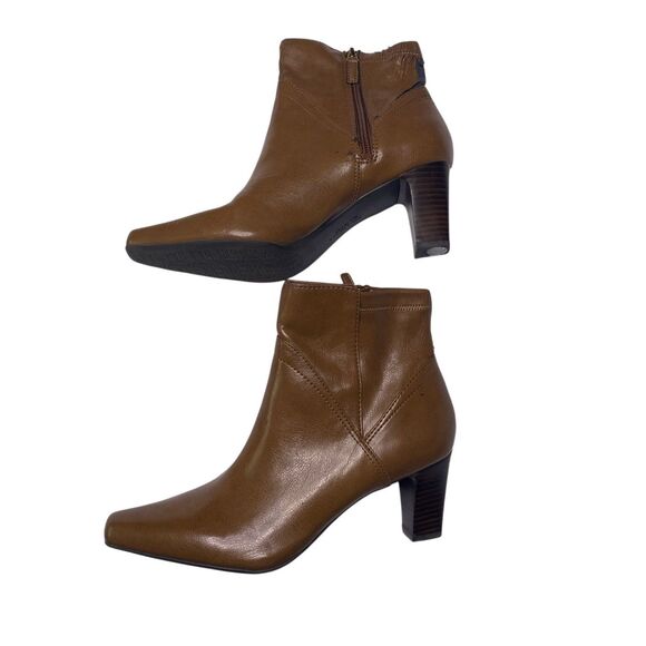 Franco Sarto Womens 8M L-Track Leather Zipper Block Heel Ankle Booties - Picture 3 of 11